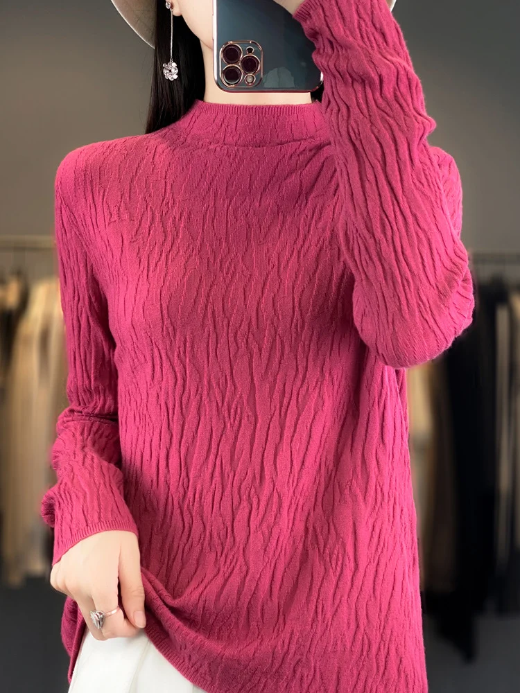 Women Wool/Knitting Plain Long Sleeve Comfy Casual Sweater