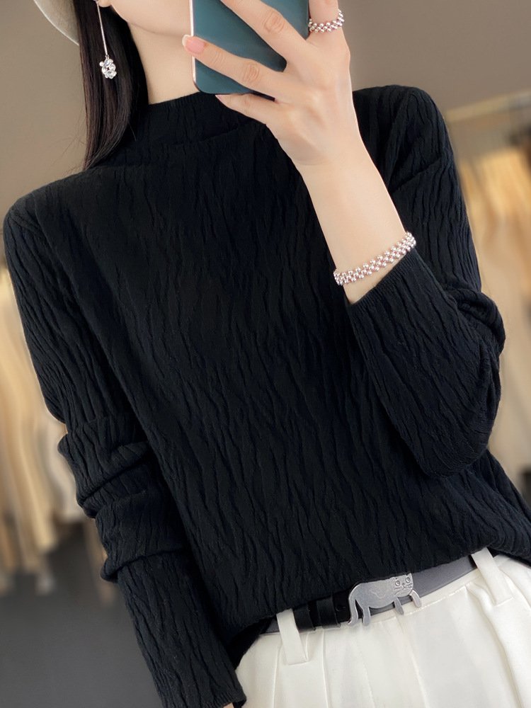 Women Wool/Knitting Plain Long Sleeve Comfy Casual Sweater