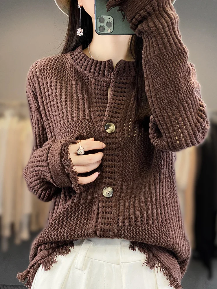 Women Wool/Knitting Plain Long Sleeve Comfy Casual Buckle Cardigan