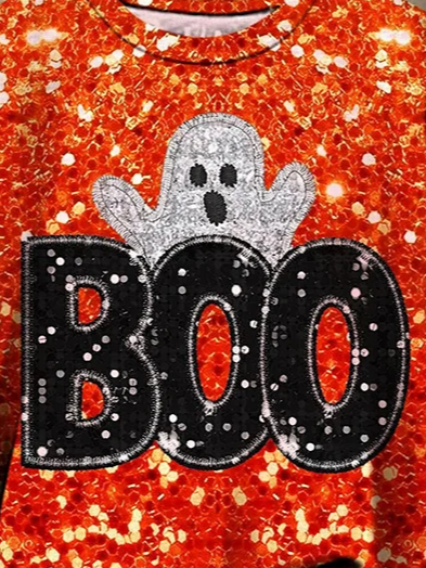 Vintage Crew Neck Halloween Sweatshirt Printing