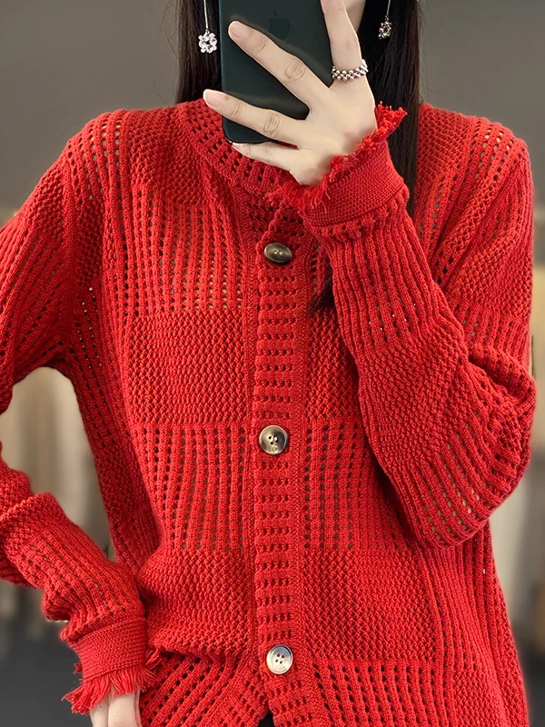 Women Wool/Knitting Plain Long Sleeve Comfy Casual Buckle Cardigan