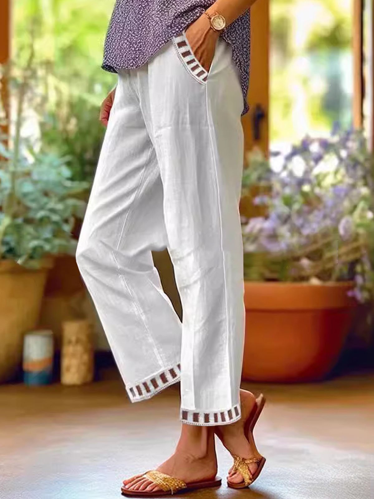 Casual Plain Long Lace Pant