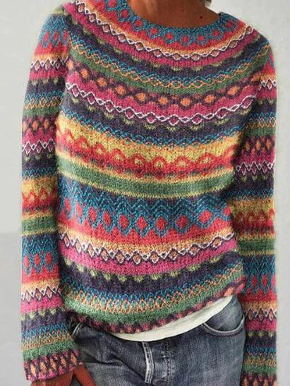 Women Yarn/Wool Yarn Animal Long Sleeve Comfy Casual Sweater