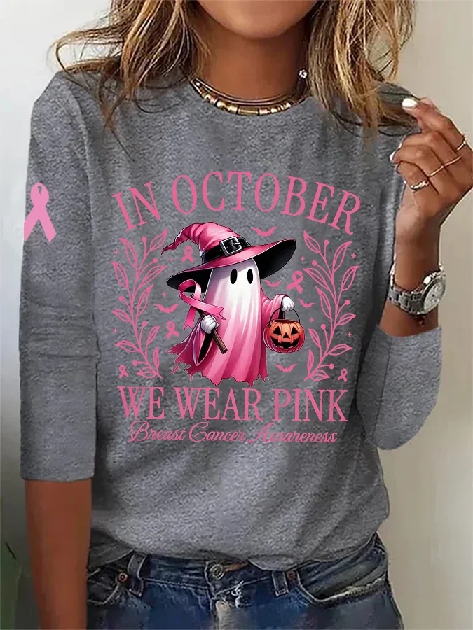 Crew Neck Long Sleeve Halloween Regular Loose Blouse For Women