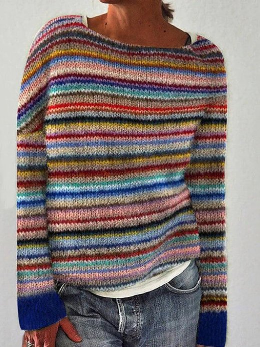 Women Yarn/Wool Yarn Animal Long Sleeve Comfy Casual Sweater