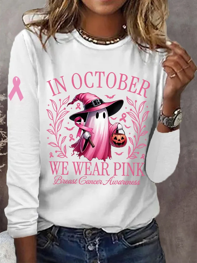 Crew Neck Long Sleeve Halloween Regular Loose Blouse For Women