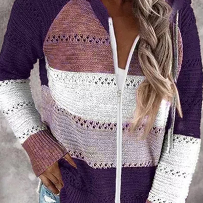 Women Wool/Knitting Striped Long Sleeve Comfy Casual Cardigan