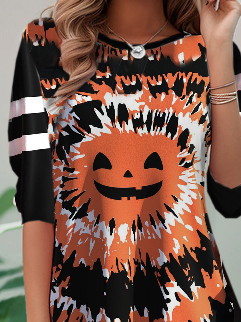 Casual Halloween Crew Neck Long Sleeve T-shirt