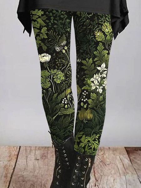 Casual Floral Long Leggings