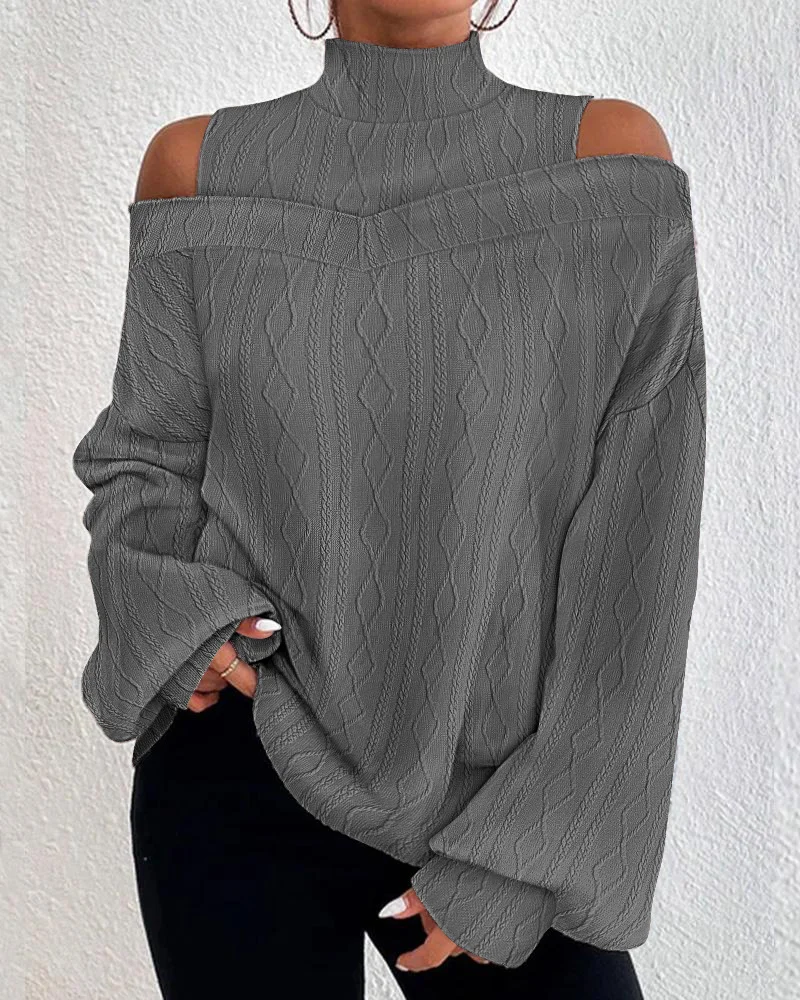 Turtleneck Long Sleeve Plain Regular Micro-Elasticity Loose Blouse For Women