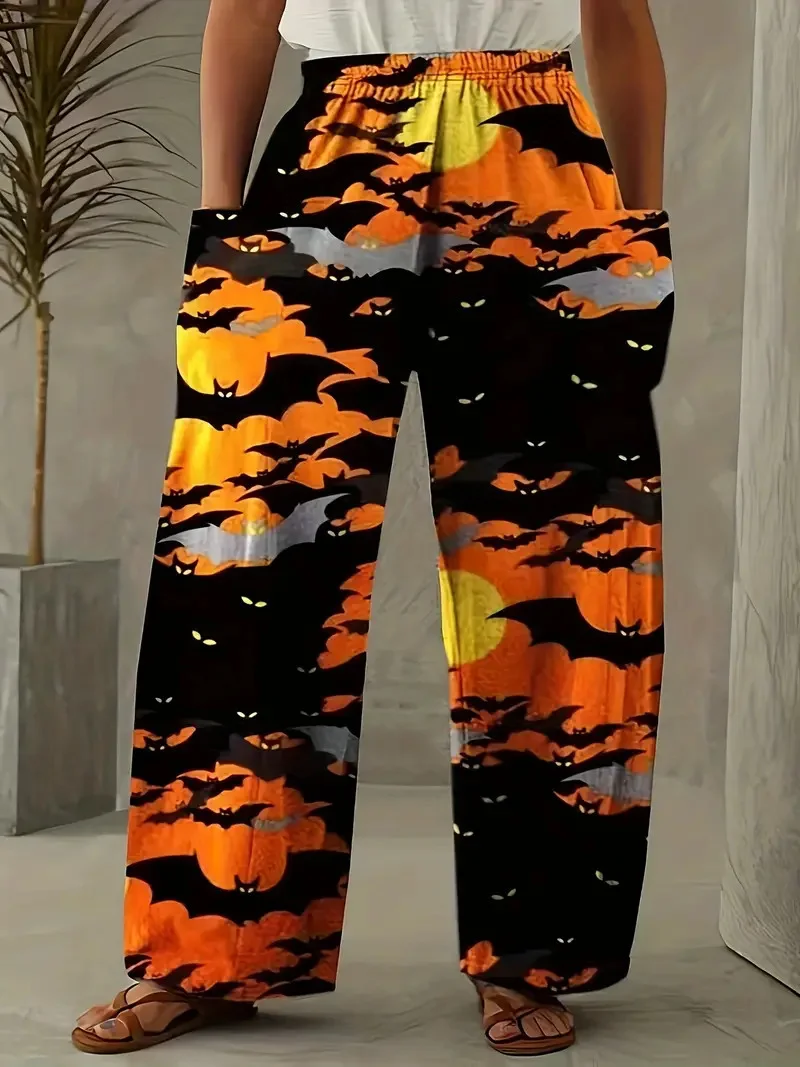 Casual Halloween Loose Cotton And Linen Long Pants