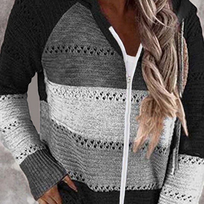 Women Wool/Knitting Striped Long Sleeve Comfy Casual Cardigan