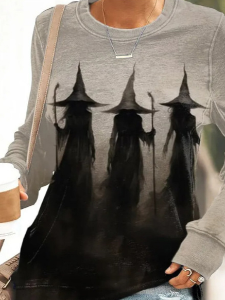 Casual Crew Neck Halloween Sweatshirt