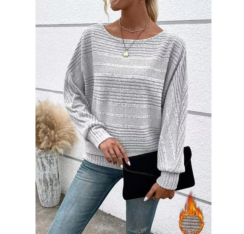 Crew Neck Long Sleeve Plain Lace Regular Micro-Elasticity Loose Blouse For Women