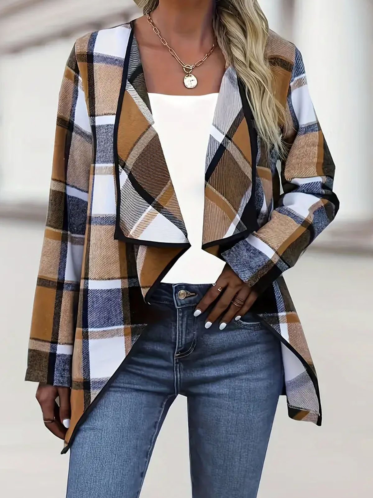 Women's Plaid Regular Loose Jacket