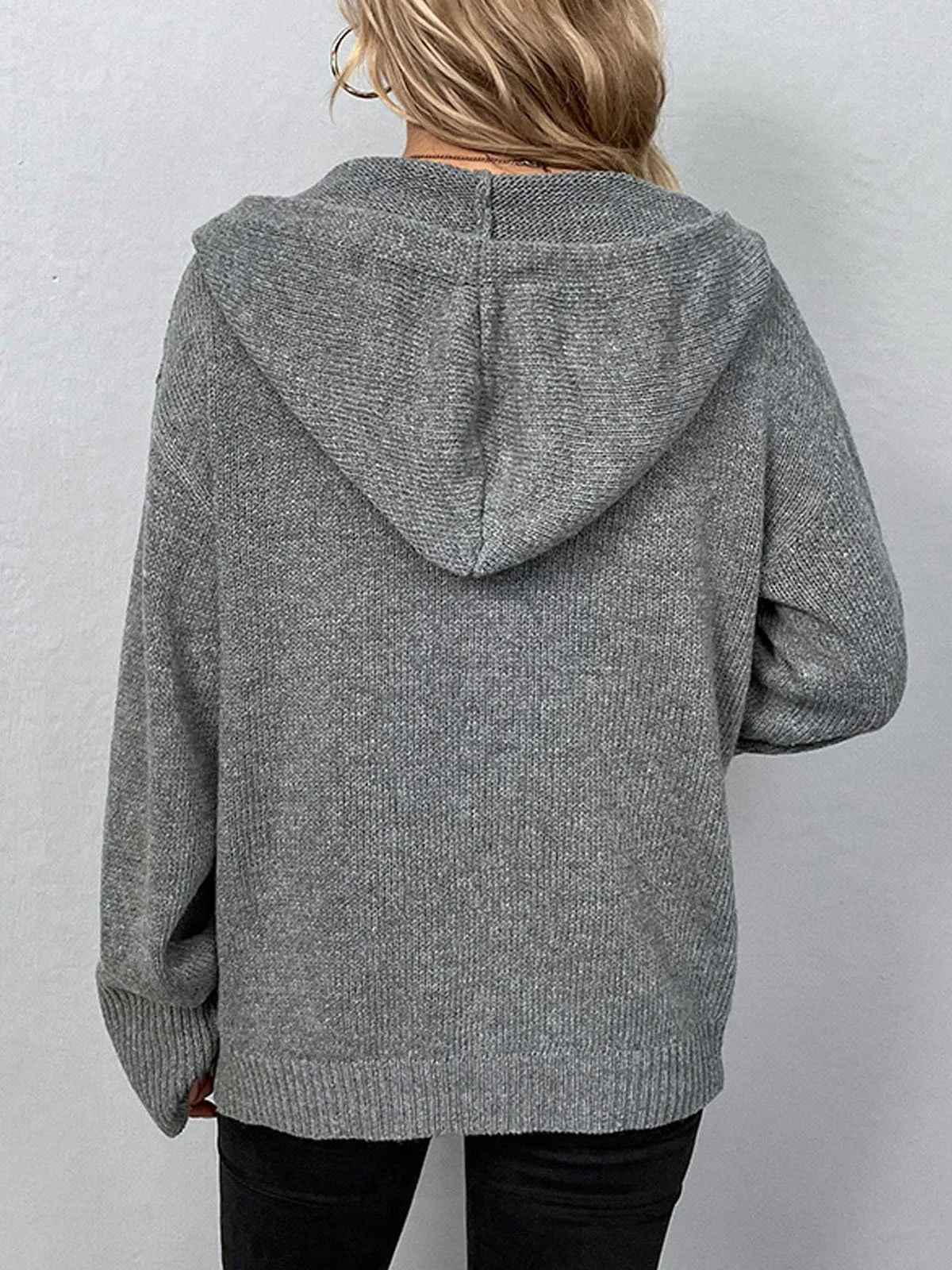 Women Yarn/Wool Yarn Plain Long Sleeve Comfy Casual Buckle Cardigan