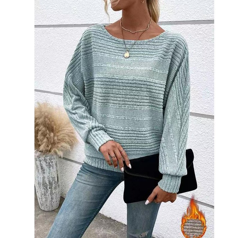 Crew Neck Long Sleeve Plain Lace Regular Micro-Elasticity Loose Blouse For Women