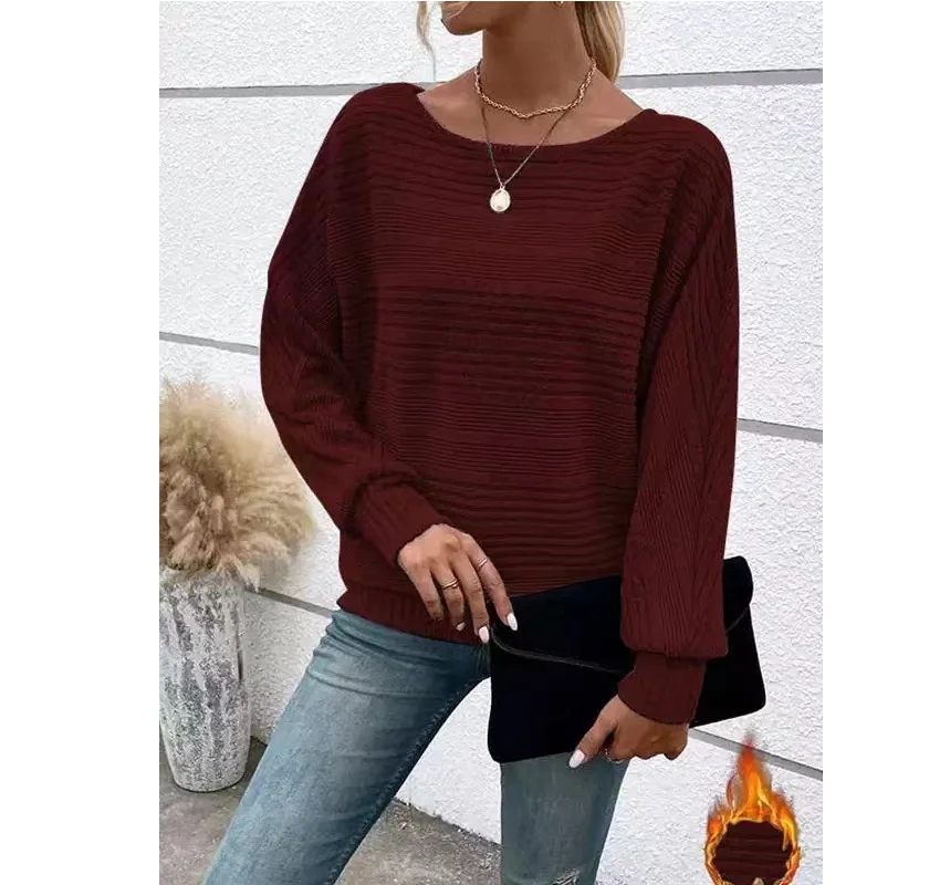 Crew Neck Long Sleeve Plain Lace Regular Micro-Elasticity Loose Blouse For Women