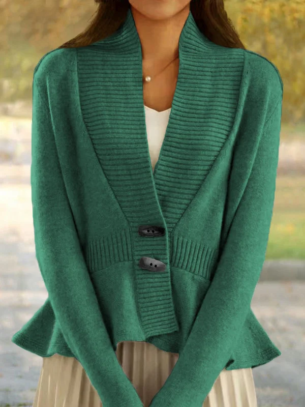 Women Wool/Knitting Plain Long Sleeve Comfy Casual Cardigan