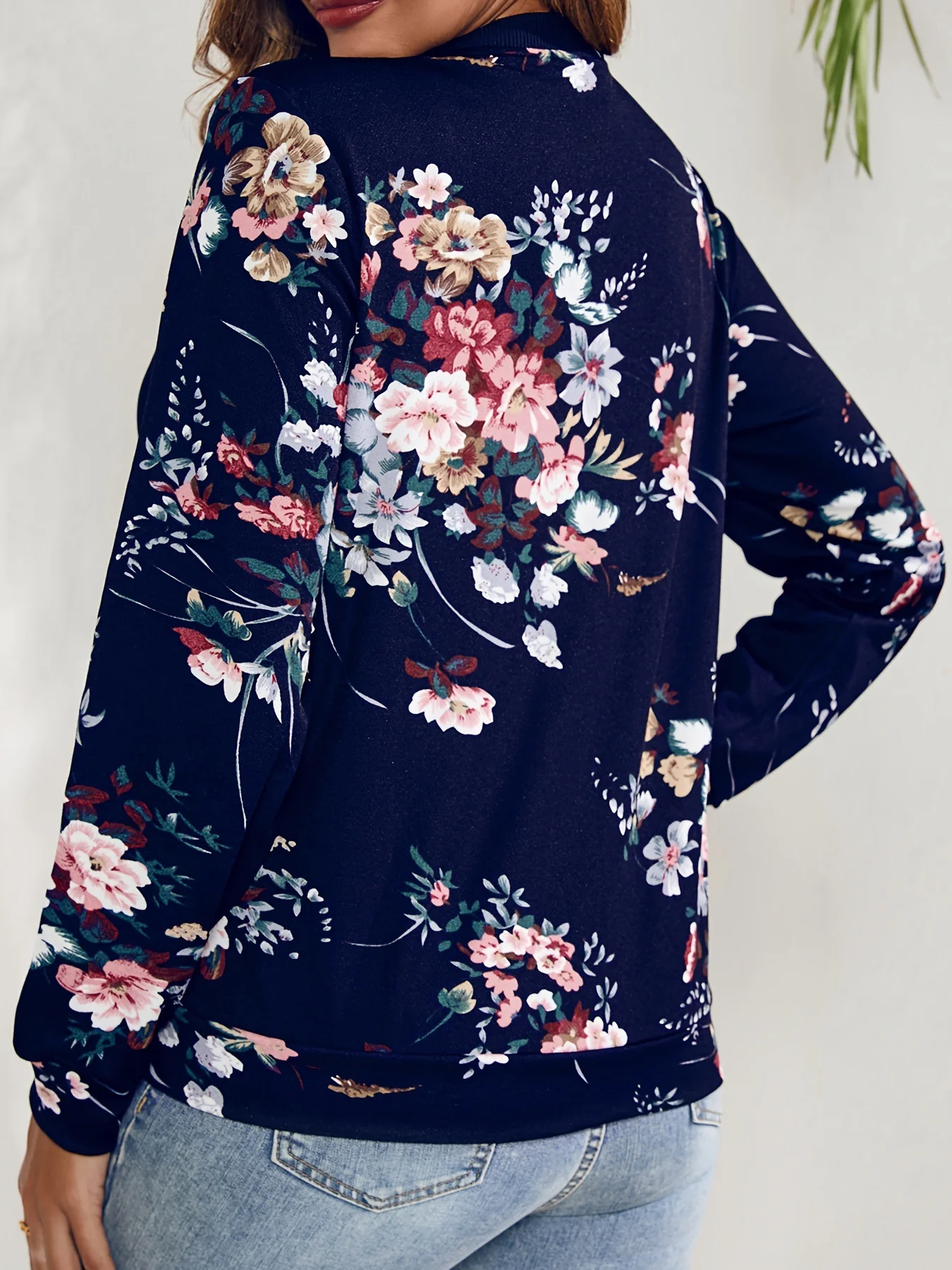 Women's Floral Zipper Thicken Loose Jacket