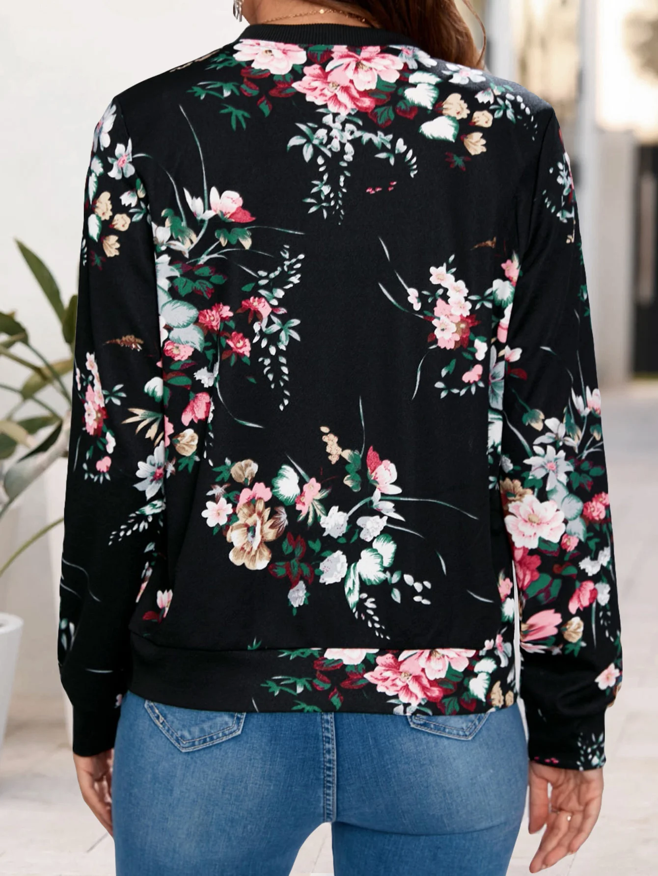 Women's Floral Zipper Thicken Loose Jacket