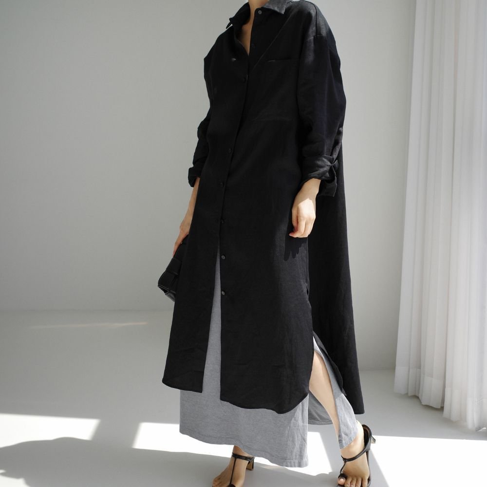 Women Plain Shawl Collar Long Sleeve Comfy Casual Lace Maxi Dress