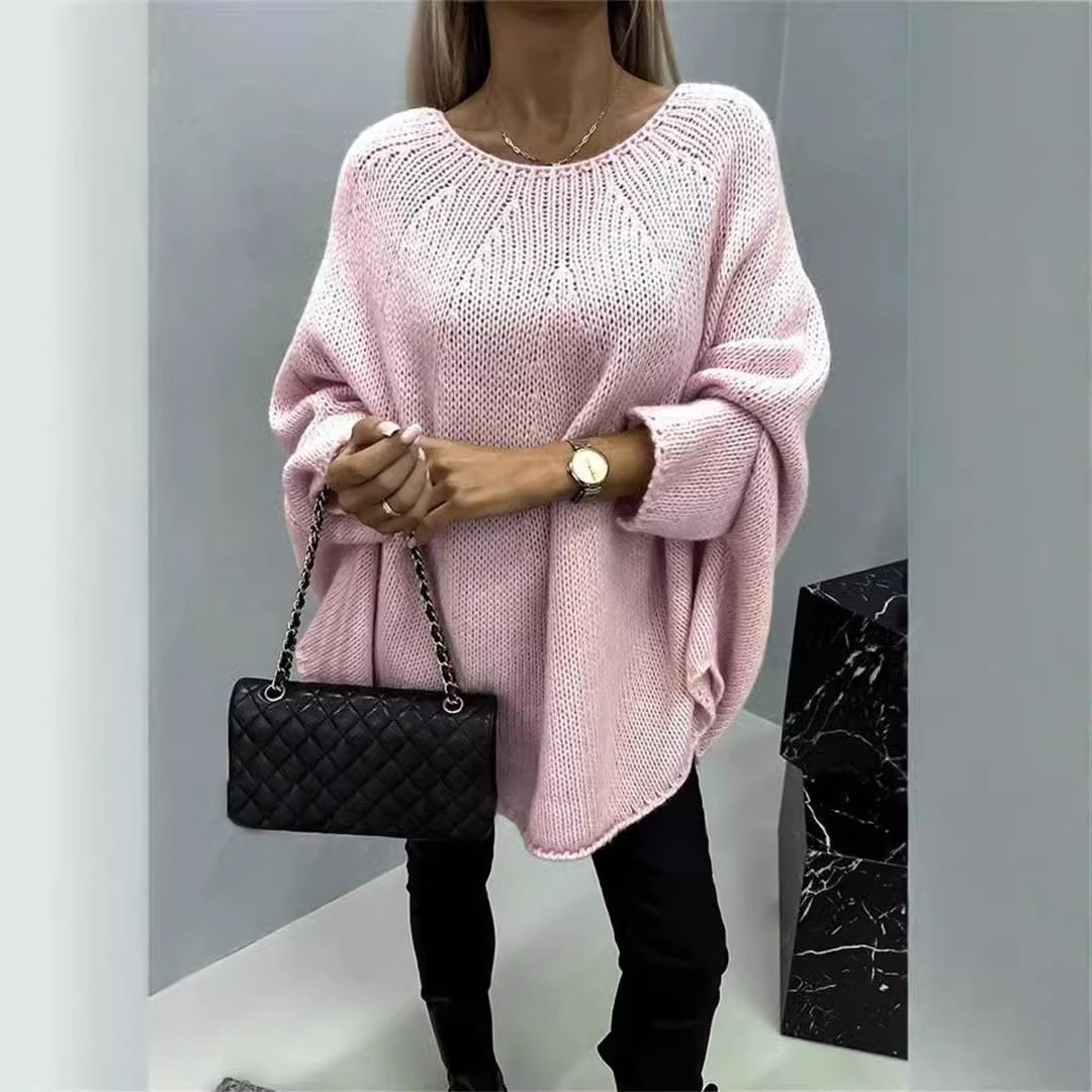 Women Yarn/Wool Yarn Plain Long Sleeve Comfy Casual Sweater