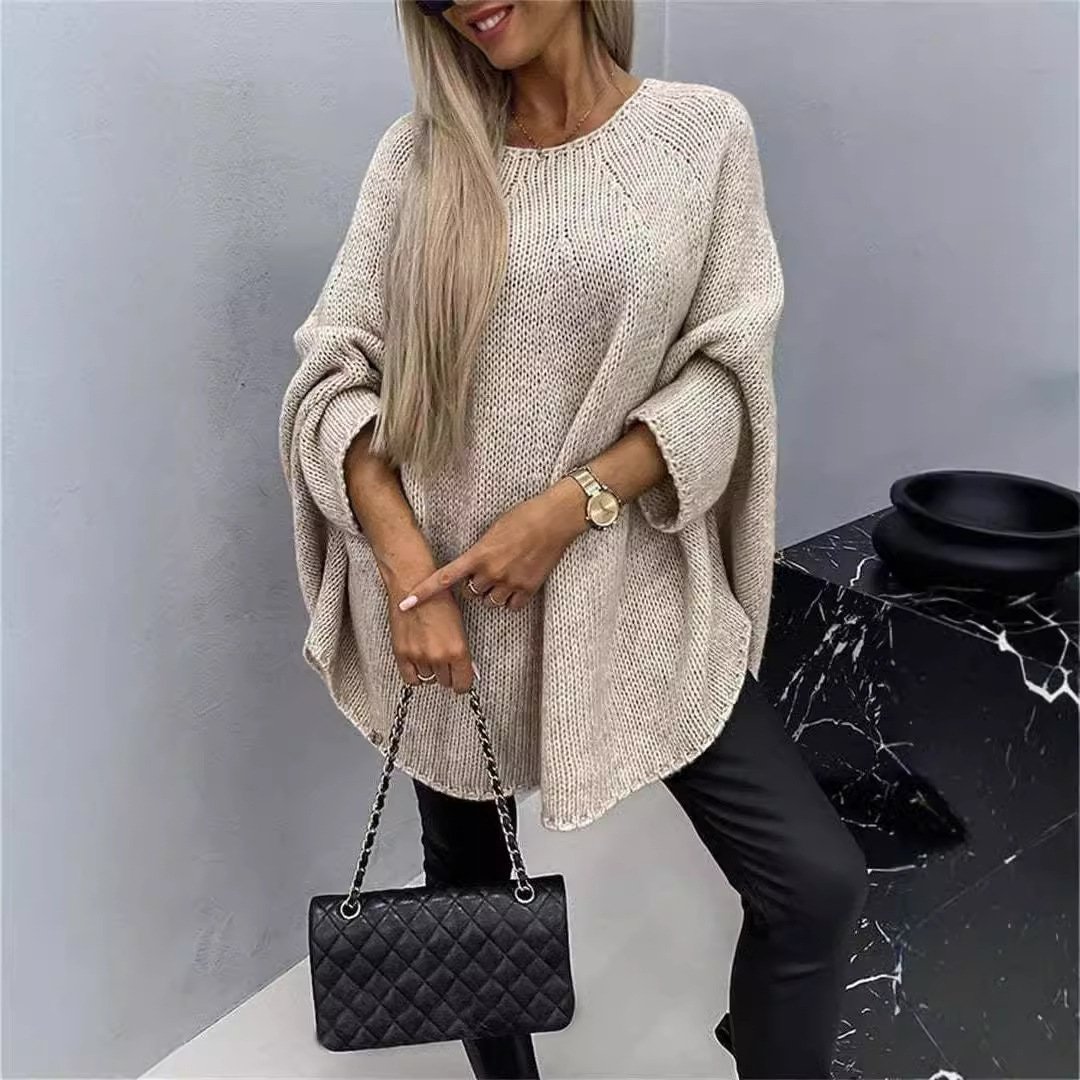 Women Yarn/Wool Yarn Plain Long Sleeve Comfy Casual Sweater