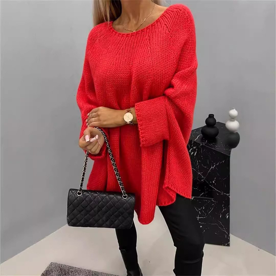 Women Yarn/Wool Yarn Plain Long Sleeve Comfy Casual Sweater