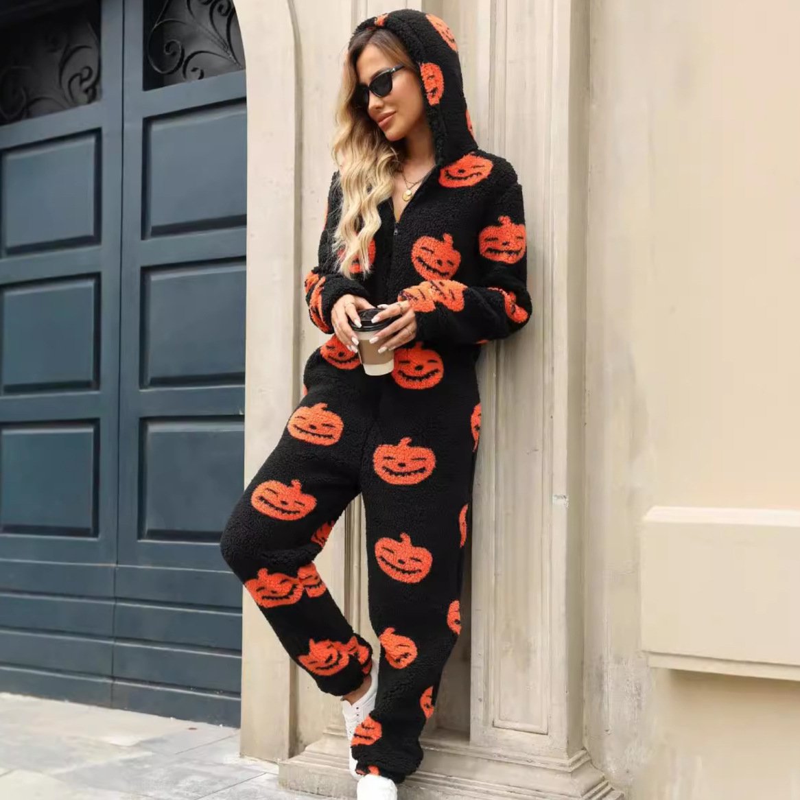 Women Long Sleeve Hoodie Regular Fit Long Daily Casual Halloween Natural Jumpsuit