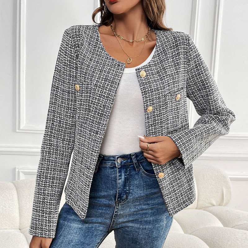 Women's Plaid Bomber Jacket Buckle Regular Regular Fit Jacket