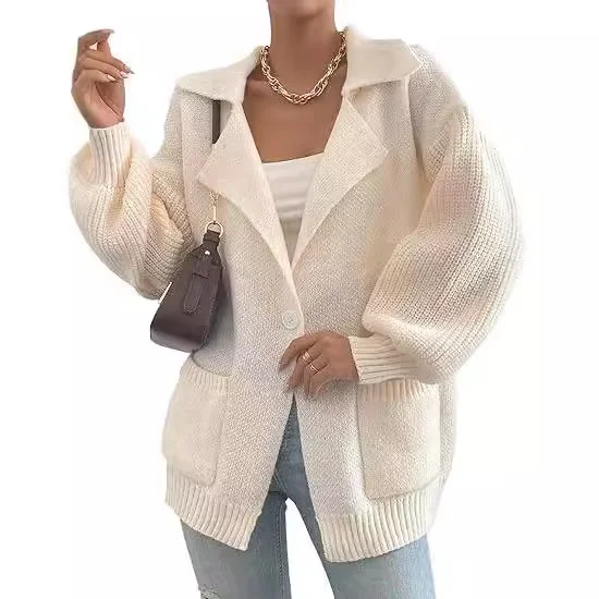 Women Wool/Knitting Plain Long Sleeve Comfy Casual Cardigan