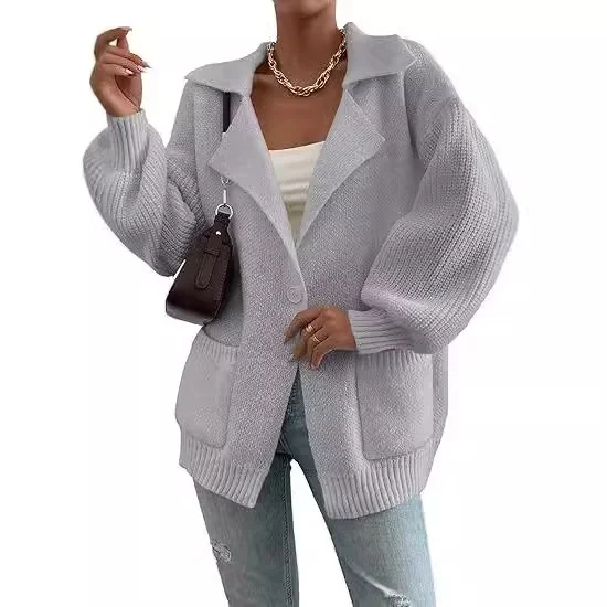 Women Wool/Knitting Plain Long Sleeve Comfy Casual Cardigan