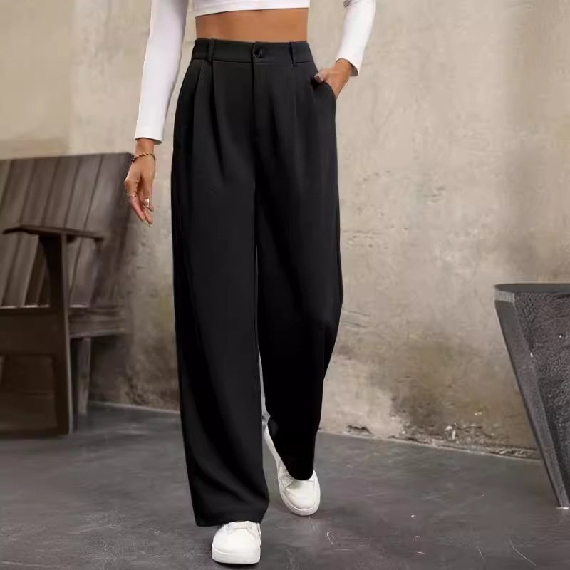 Casual Plain Long Buckle Pant