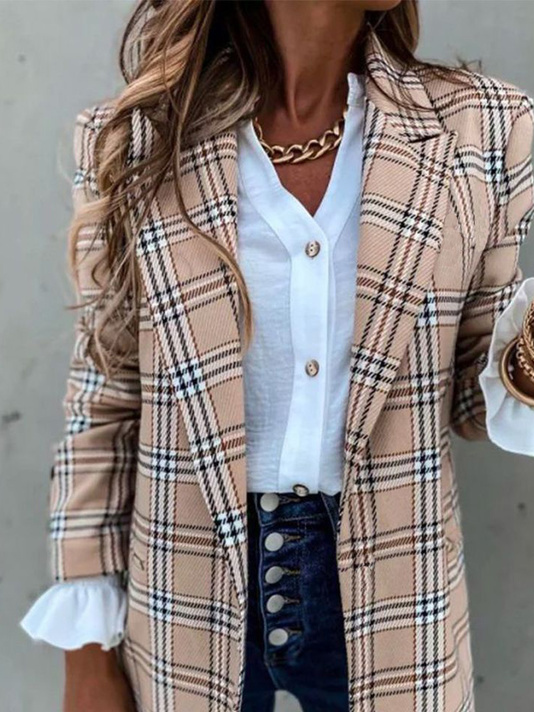 Women's Plaid Regular Loose Blazer