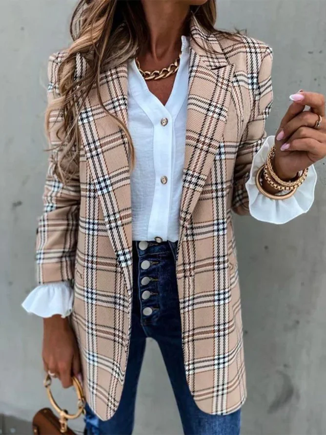 Women's Plaid Regular Loose Blazer