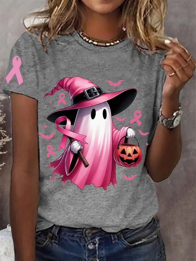 Casual Halloween Crew Neck Short Sleeve T-shirt