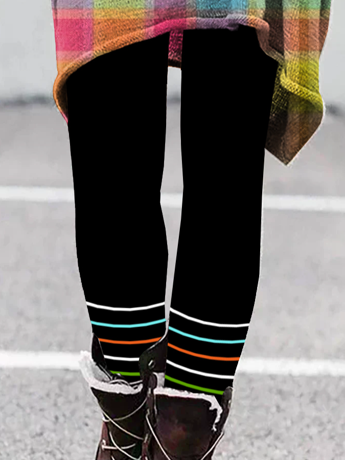 Vintage Striped Long Leggings