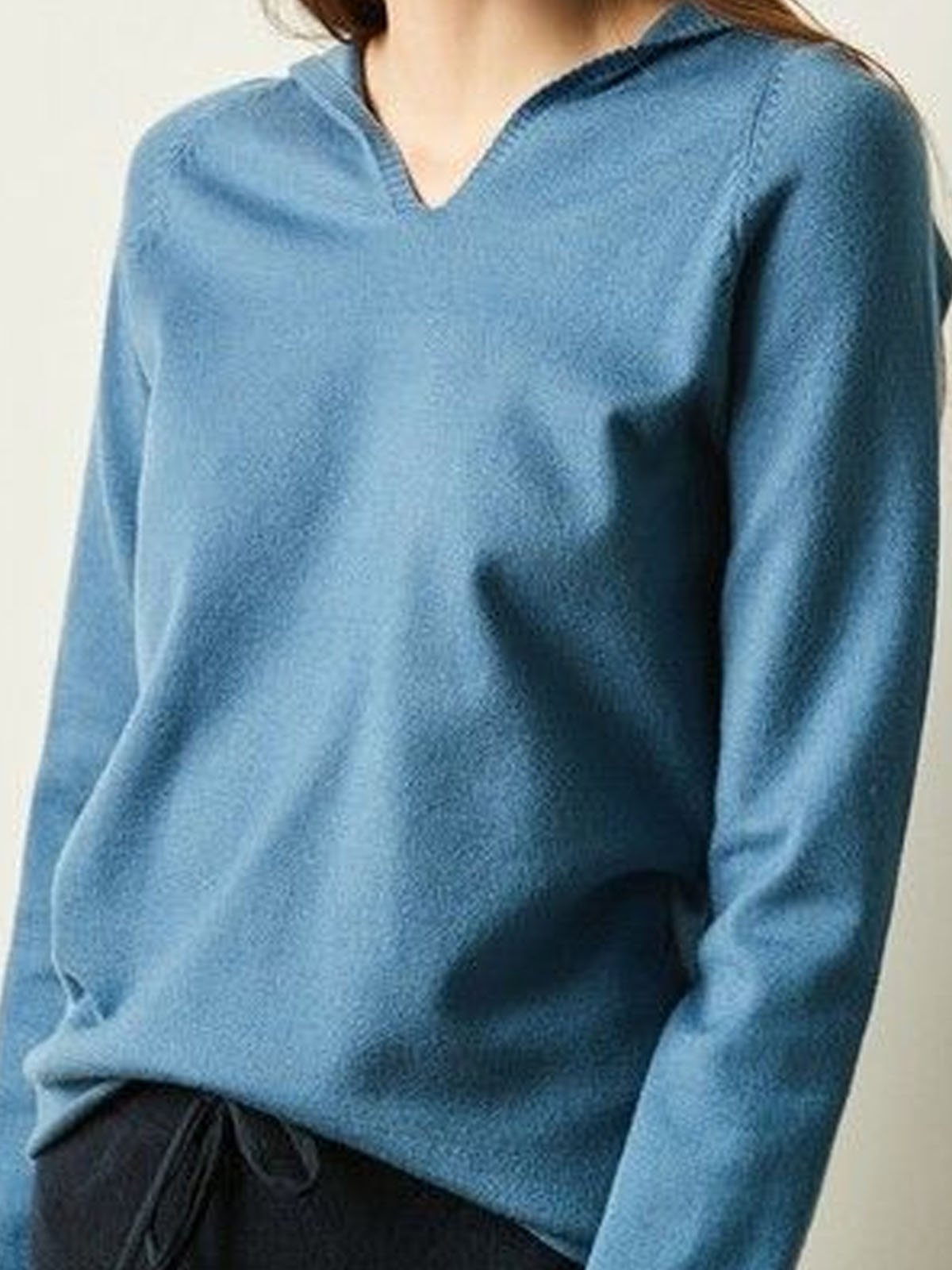 Women Yarn/Wool Yarn Plain Long Sleeve Comfy Casual Sweater