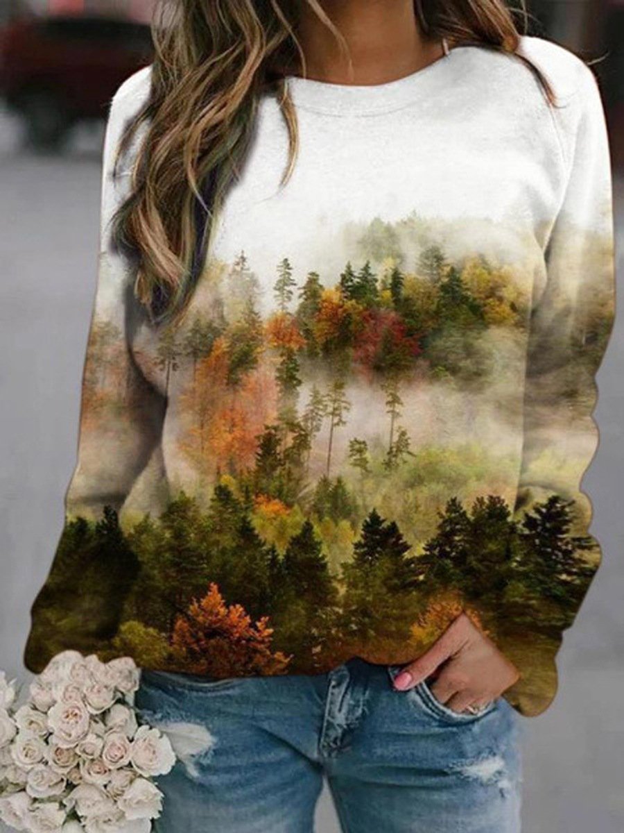 Casual Crew Neck Ethnic Sweatshirt