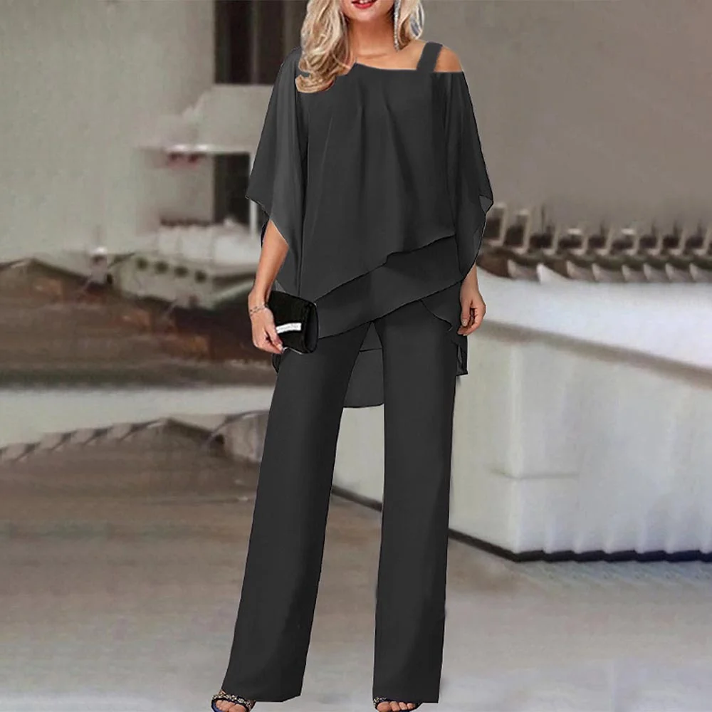 Women Plain Long Sleeve Comfy Casual Top With Pants Two-Piece Set