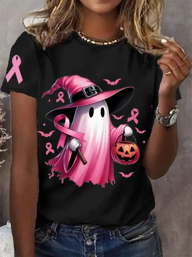 Casual Halloween Crew Neck Short Sleeve T-shirt