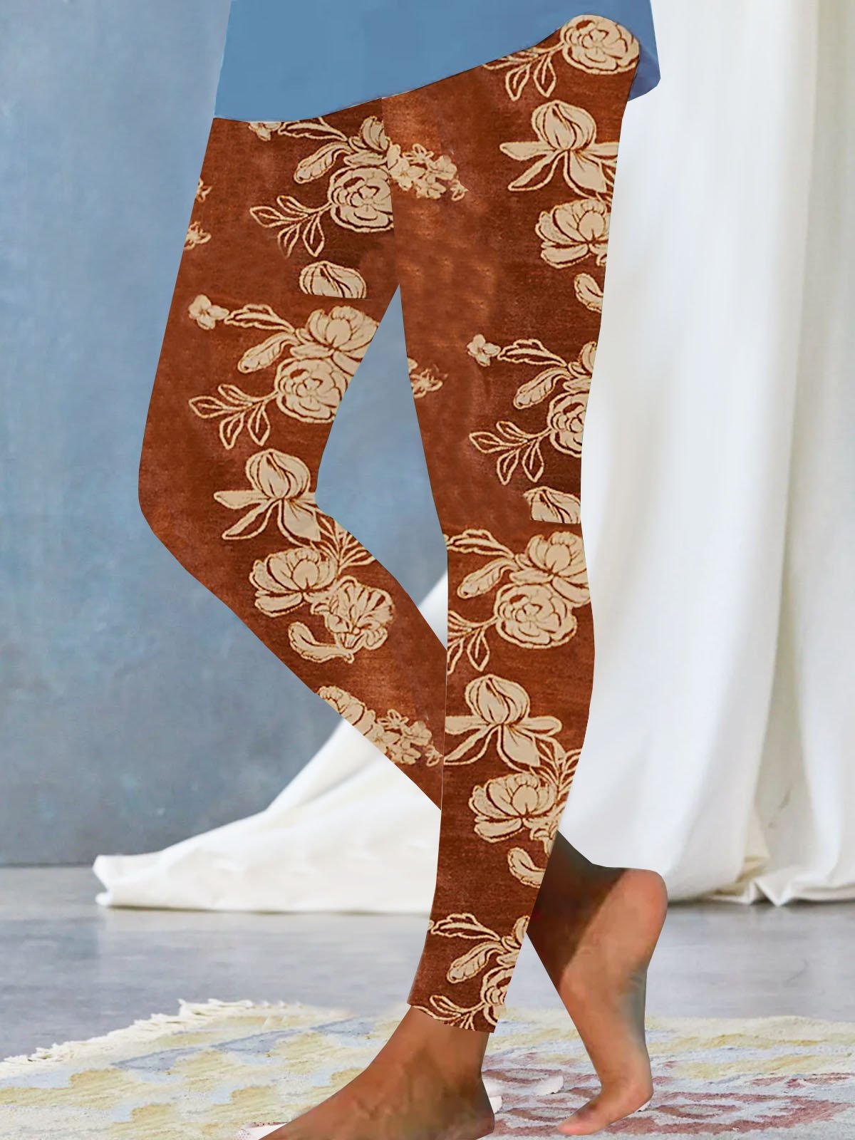 Casual Floral Long Leggings