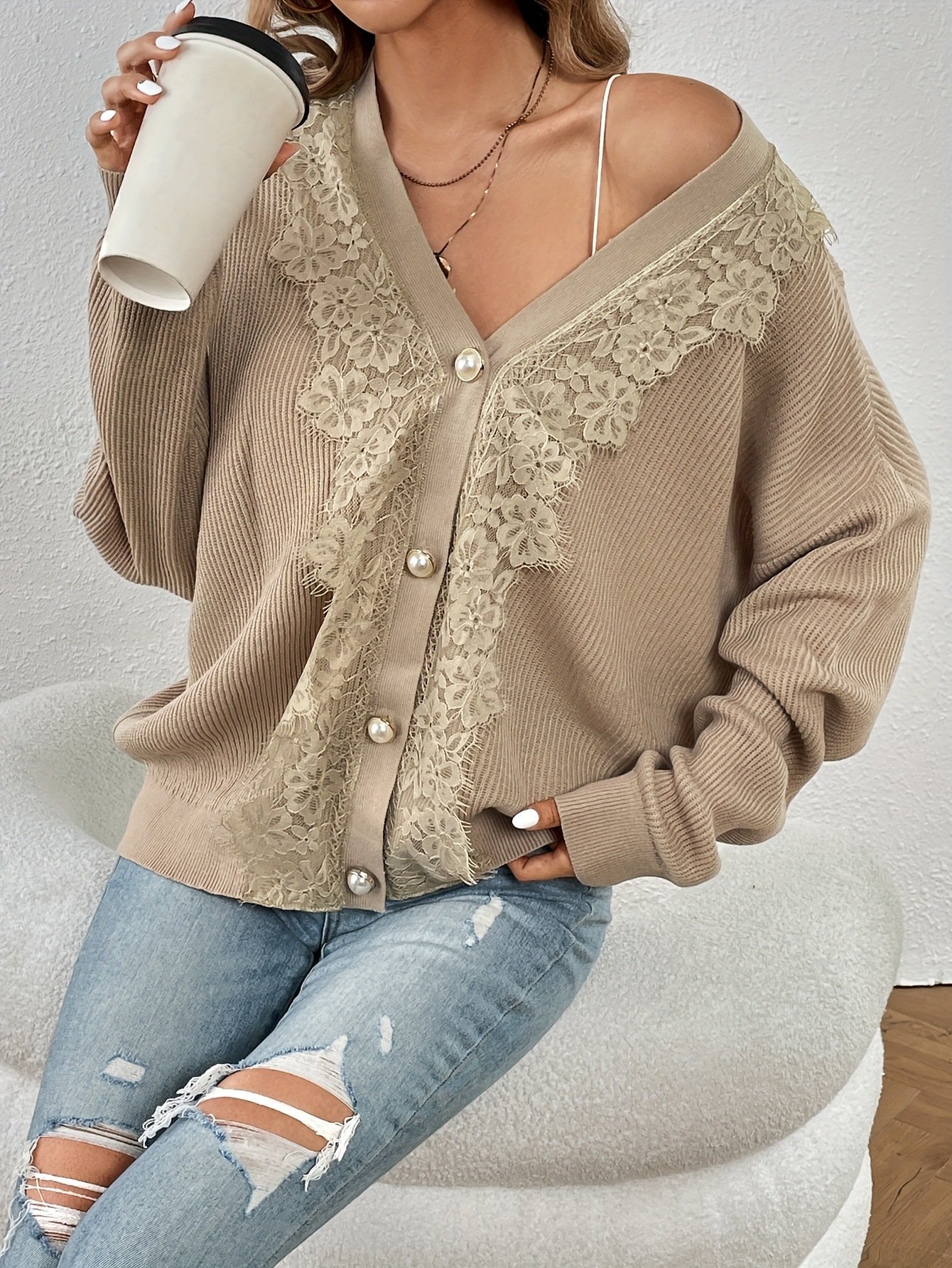 Women Wool/Knitting Plain Long Sleeve Comfy Casual Cardigan