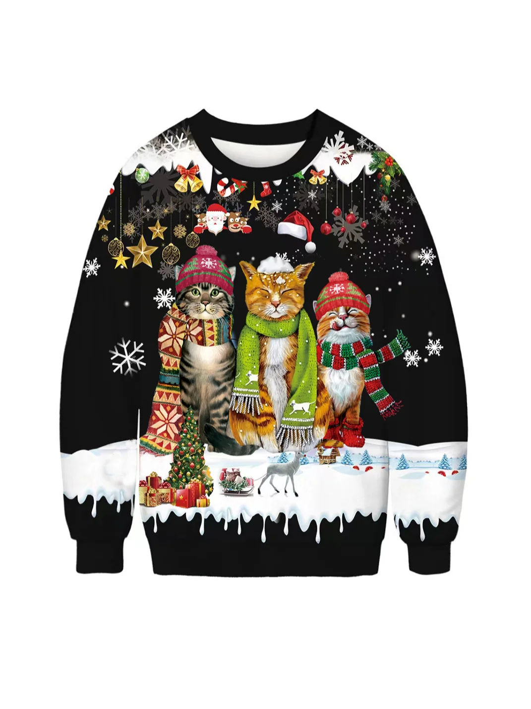 Casual Crew Neck Christmas Sweatshirt