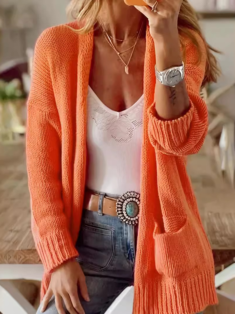 Women Wool/Knitting Plain Long Sleeve Comfy Casual Cardigan