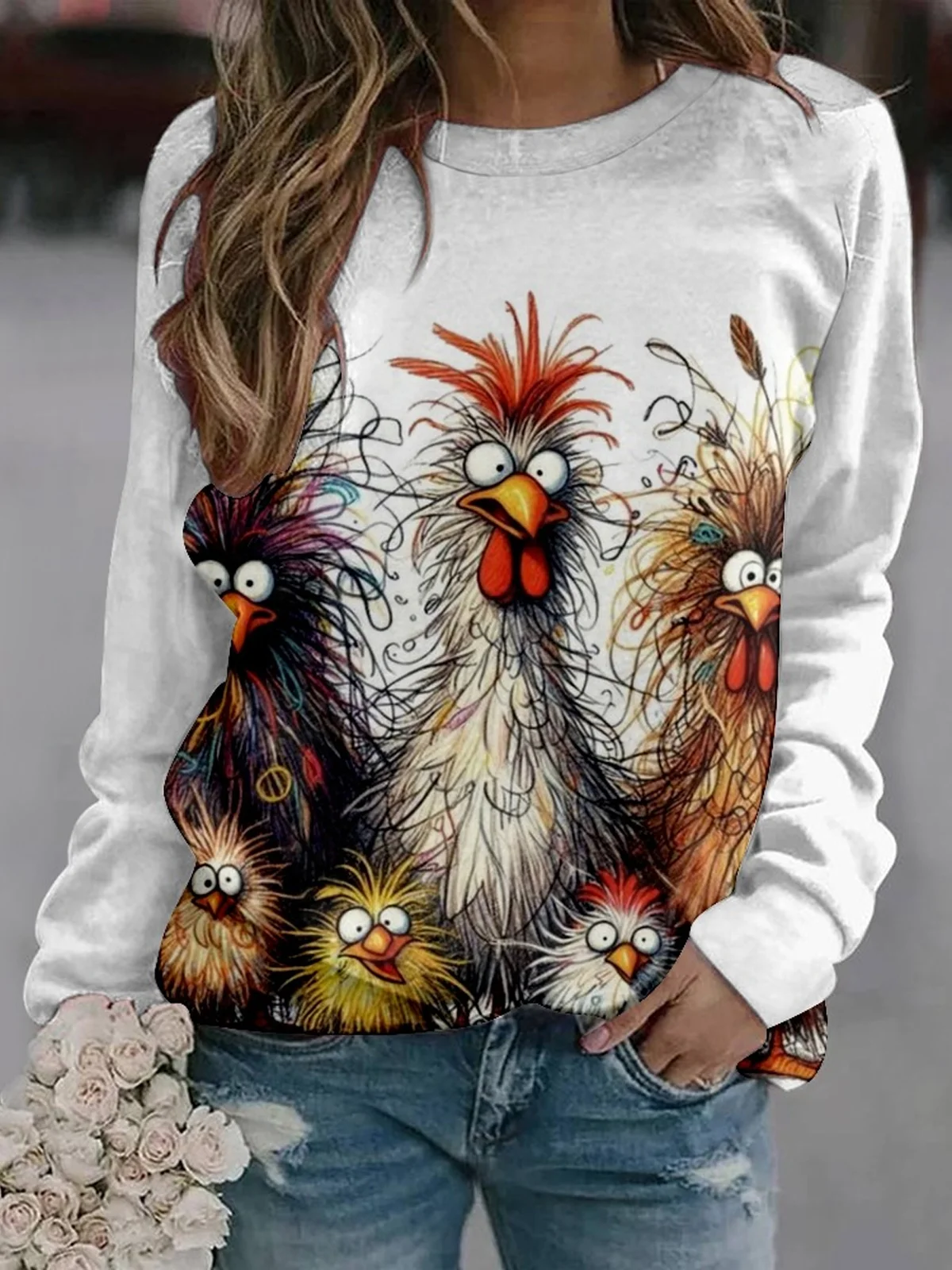 Casual Crew Neck Turkey Sweatshirt