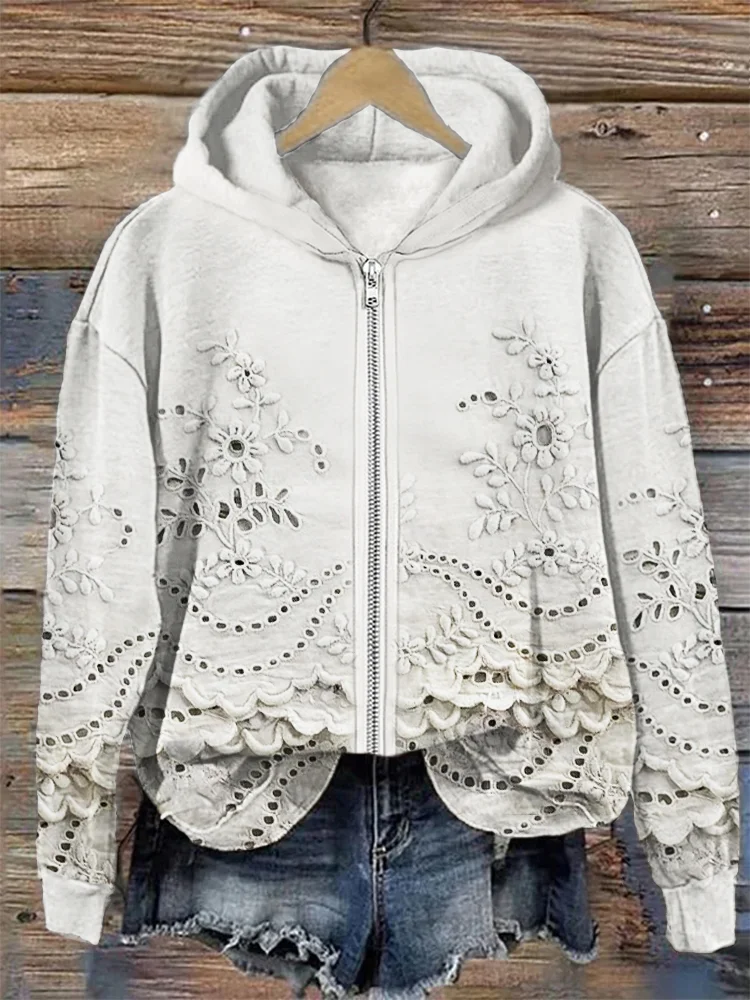 Casual Hooded Floral Hoodie