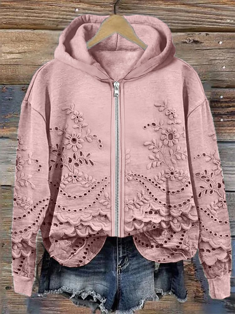 Casual Hooded Floral Hoodie