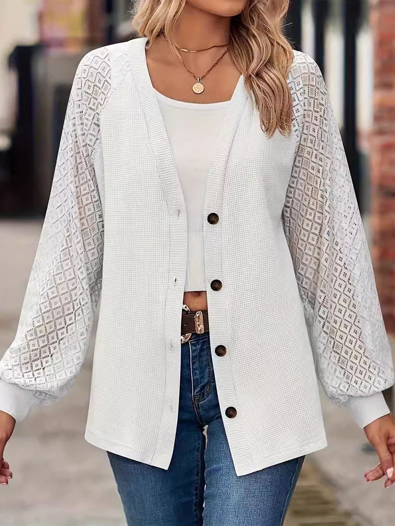 Women's Plain Lace Regular Loose Jacket